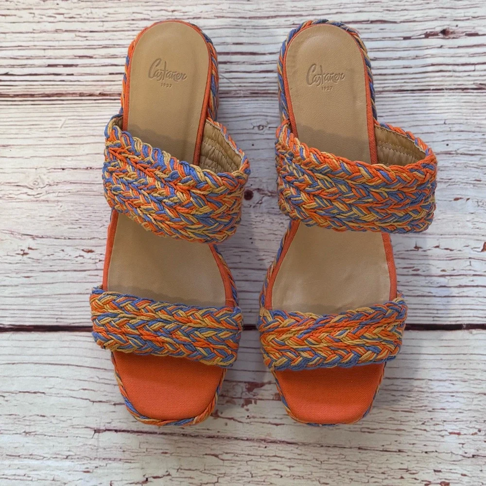CASTANER Querima Espadrille Wedge Sandals in Naranja Multi Sz 40 Sz 10